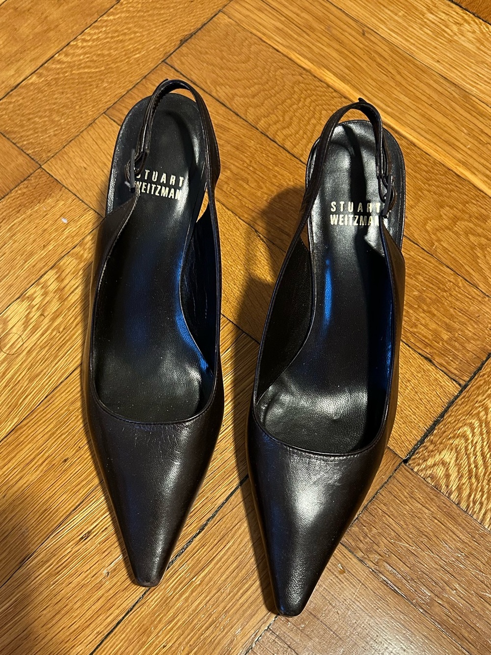 Stuart Weitzman dark brown Pointed Slingback Pumps
